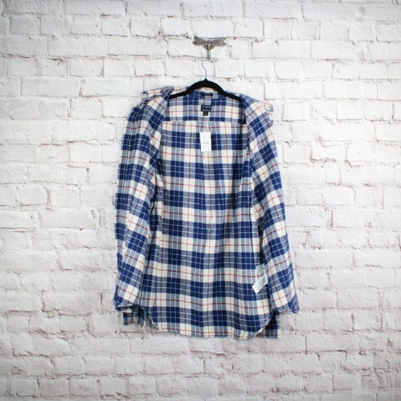 NWT J.Crew Blue Plaid Regular Flannel Cotton Button Down Shirt Size Large - Picture 8 of 11